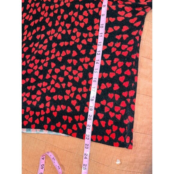 Equipment Red/Black Heart Print Cashmere Pullover Sweater Women's Size L - Picture 6 of 7